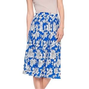 Banana Republic Pleated Floral Blue Skirt